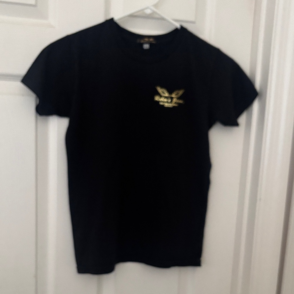 Robin's Jean Black Tee with Small Gold Emblem
